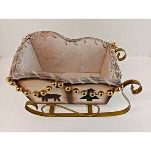 Christmas Sleigh 10" L x 6" W x 6.5" H Wooden Home Seasonal Decoration Unbranded